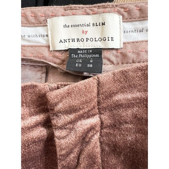By Anthropologie Brown Retro Velvet Pants Size 4 S Chic Classic Essential Slim - Picture 9 of 9